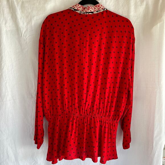 Vintage Carole Little Red Double Blouse Breasted Polka Dot Pin Up Women's Sz 14 - Picture 2 of 5